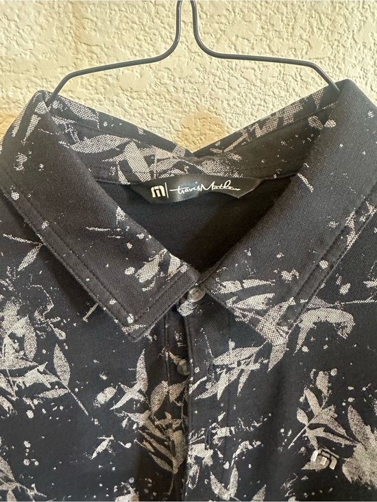 Travis Mathew Other - Travis Mathew Black Polo with Light Gray Botanical Print